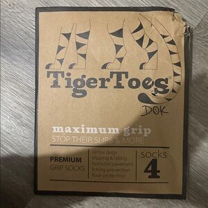 New in PKG Dog Grip Socks XXL - Brown